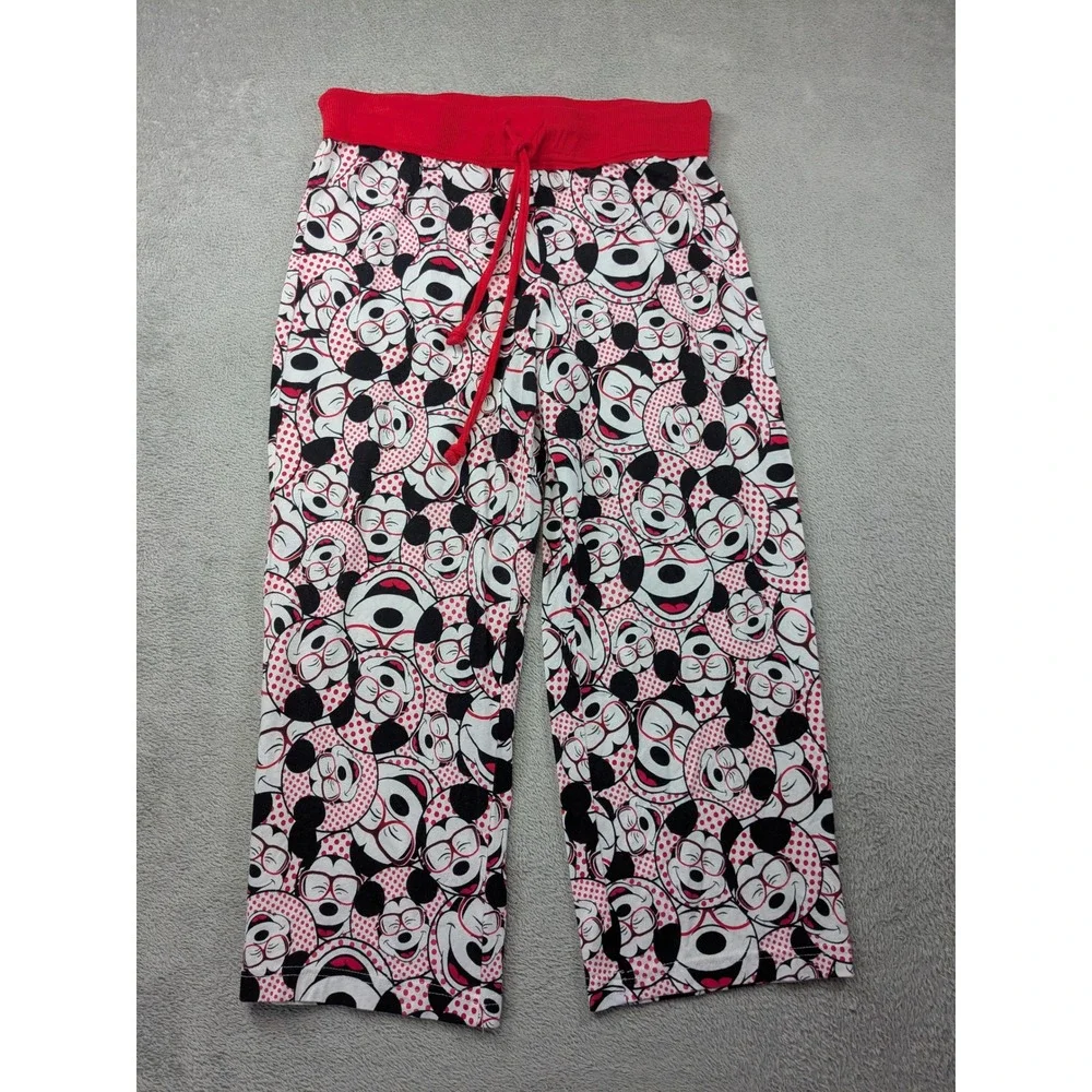 Disney Mickey Mouse Pajama Pants Womens Size Small Red Polka Dot Cotton Lounge - Picture 2 of 11